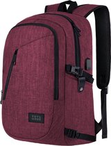 TRVLMORE 25L Rugzak - Rugtas met 15,6 Inch Laptopvak - Schooltas - Laptoptas - Spatwaterdicht - Heren en Dames - Jongens en Meisjes - Burgundy