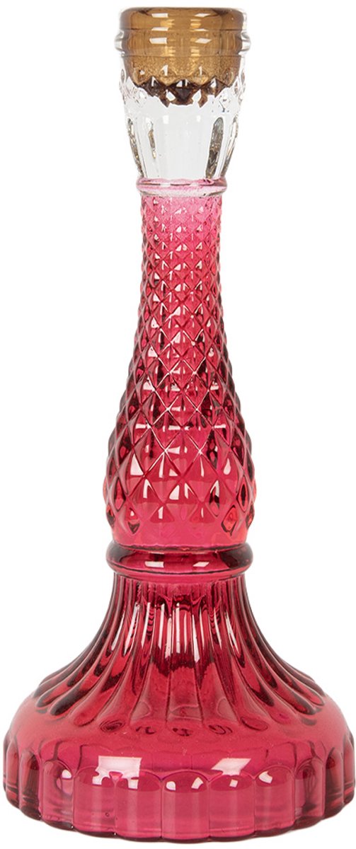 Clayre & Eef Kandelaar Ø 10x22 cm Roze Glas