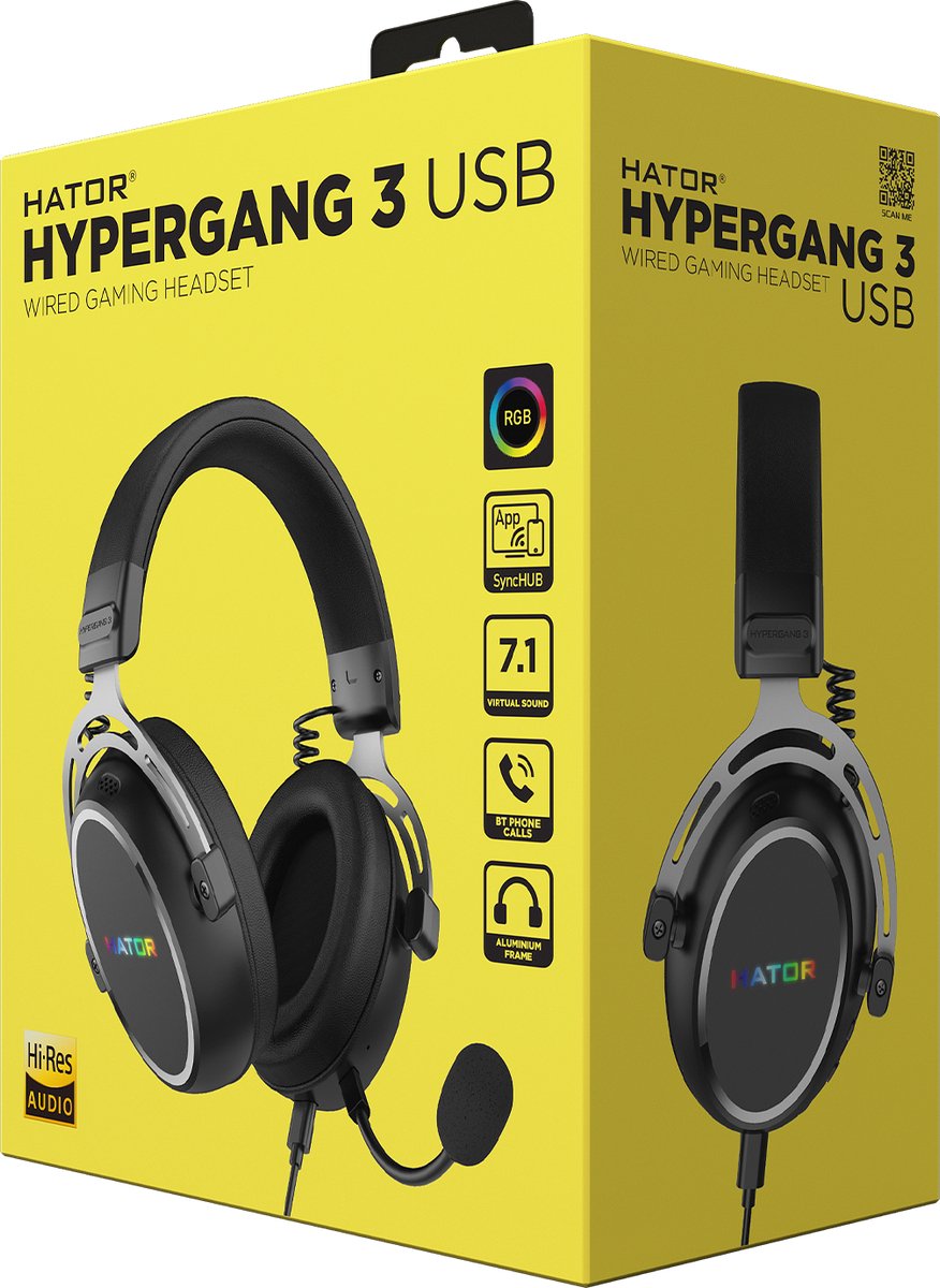 HATOR Hypergang 3 USB Hi-Res RGB Gaming Headset Zwart