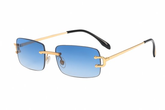 PBLIQ® Zonnebril Randloos - Heren - Dames - Blauw - Goud van Merkloos — afbeelding 2