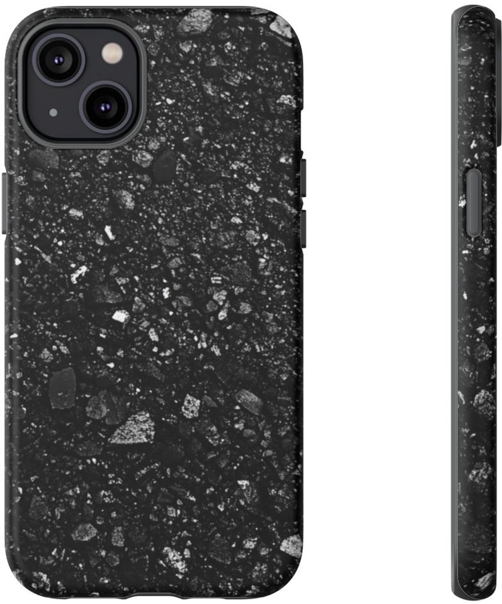 Zwarte Asfaltstructuur – Telefoonhoesje Geschikt voor iPhone 14 Plus