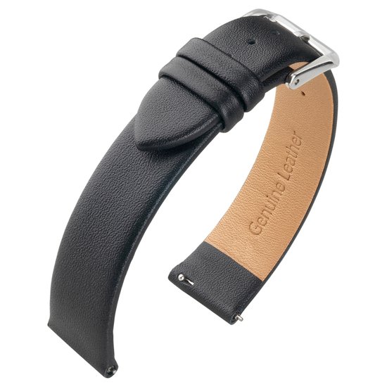 Bracelet de Cuir en cuir souple - Facile à changer soi-même - Zwart 18 mm