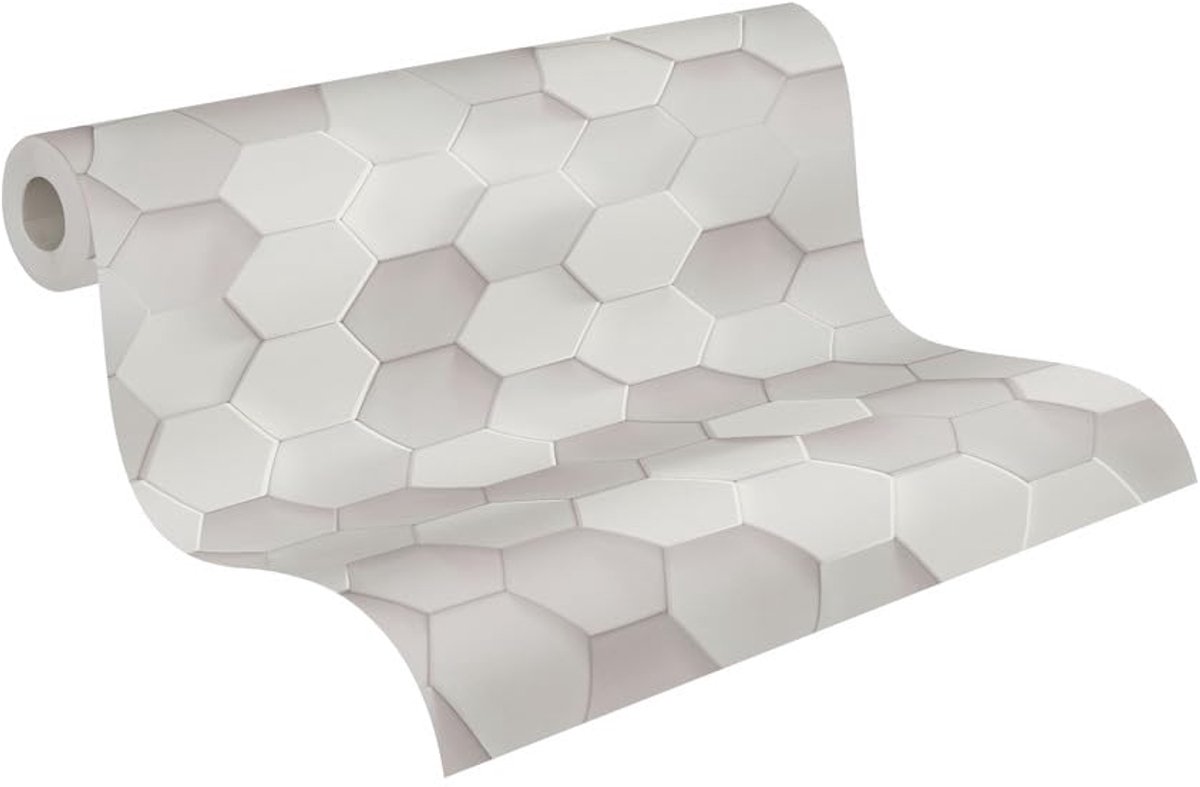 Ibenzoa® Modern Geometrisch Vliesbehang met 3D-effect in Grijs-Wit voor Diverse Ruimtes
