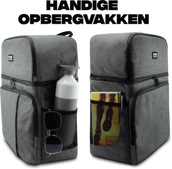 Rockerz Koeltas rugzak - 4 laags geïsoleerde - Incl. 4 koelelementen - 28 liter - Lunchtas - Picknicktas - Capaciteit voor 40x 33 cl blikken of 25x 33 cl flesjes - Slijtvast en duurzaam materiaal - Waterdicht en vuilafstotend - Kleur: Grijs van Rockerz. — afbeelding 3
