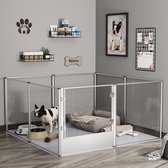 Iris Ohyama, Opvouwbare hondenren met clips Modulair zonder deurtje, Eenvoudige montage Weerbestendig voor honden - Pet Circle CI-604E, Grijs