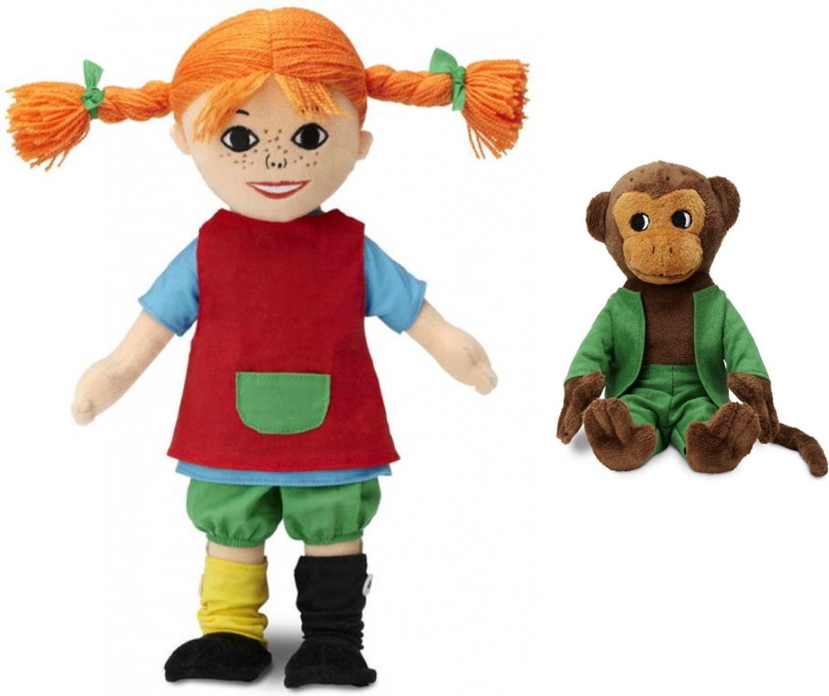 Setje knuffels pippi lankous (30cm) Meneer Nilson (23cm)