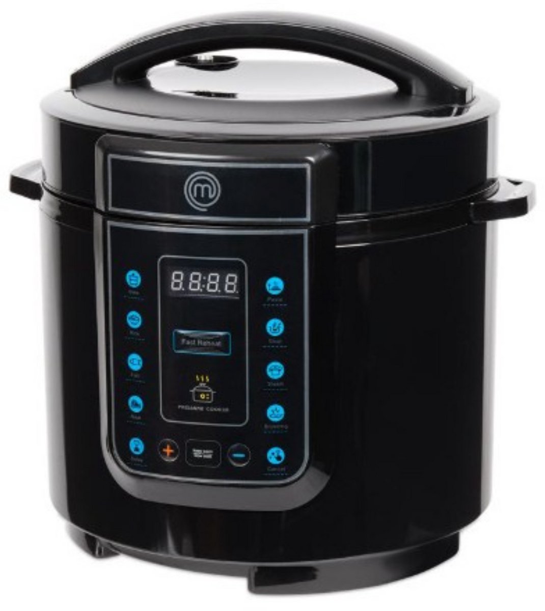MasterChef 10-in-1 Multicooker 6L - 1000W - Elektrische Multicooker - 10 Kookfuncties - Hogedruk Multicooker - Slowcooker - Rijstkoker - Ø30,5 x 36,8 cm - Plastic - Roestvrij Staal - Zwart