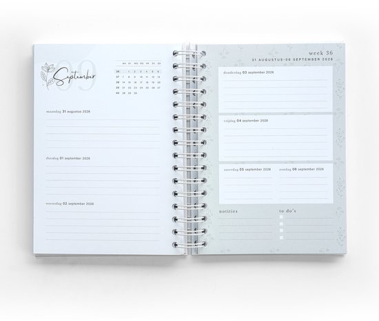 Agenda Maan Amsterdam 2026 - Agenda annuel A5 - Agenda hebdomadaire - Classeur à anneaux - 1 semaine sur 2 pages