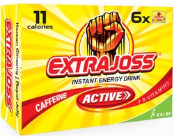 Extra Joss Active - 30 zakjes - Instant Energy Drink - 50 mg cafeïne - Slechts 11 calorieën - Makkelijk meenemen - Pre Workout - Suikervrij - Halal - Ginseng Extract - Royal Jelly - Vitamine B2, B3, B5, B6, B8, B9, B12 - Met 5 gratis stickers