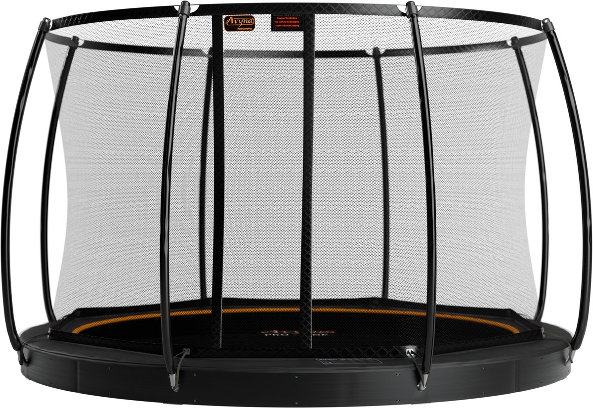 Avyna Pro-Line FlatLevel trampoline 14 Ø430cm + Royal Class Veiligheidsnet – Zwart