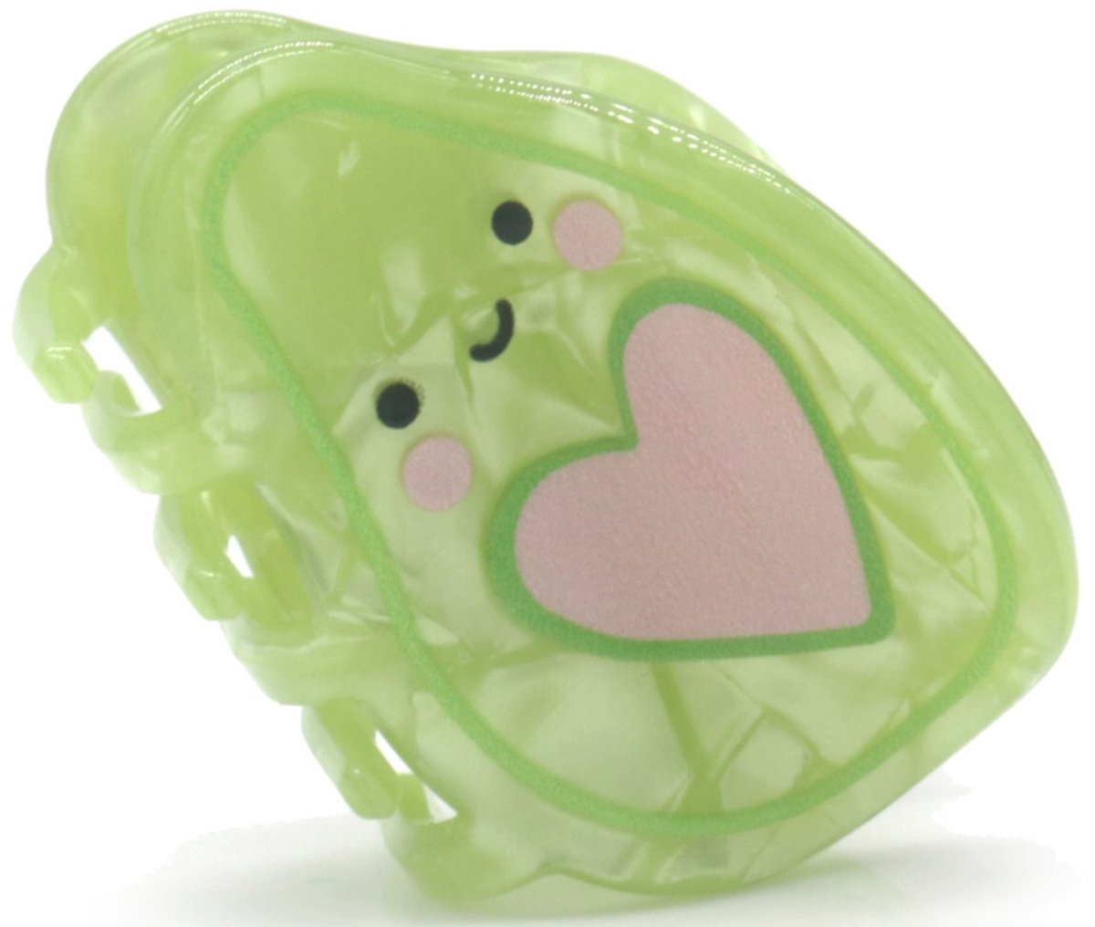 Avocado hair claw - Haarklem - Groen, roze - Met lief hartje en stevige grip - 4.5 Centimeter - Acryl - Damesdingetjes