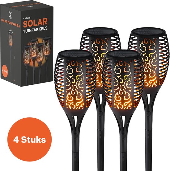 Solar Tuinfakkels - 4 stuks – 51 cm - Tuinverlichting op zonne-energie - Kerstverlichting buiten - Solar tuinverlichting - Tuinlantaarns - Padverlichting - LED – Buitenverlichting