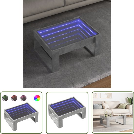 vidaXL Salontafel met Infinity LED 90x50x38 cm bruin eikenkleurig, bijzettafel, woonkamertafel, middentafel, banktafel, bank tafel, accenttafel