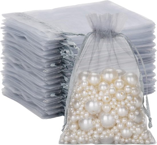 G2PLUS Organzazakjes voor bruiloft, 10 x 15 cm, klein geschenkzakje van organza, organza-zakjes met trekkoord, geschikt als bruiloftssnoepzakje