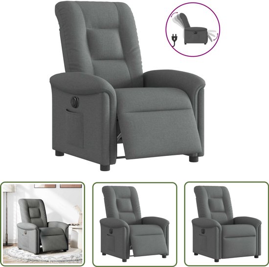 vidaXL Fauteuil verstelbaar met voetensteun stof donkergrijs, relaxfauteuil, leunstoel, luie stoel, draaifauteuil, relaxstoel, armstoel, tv stoel