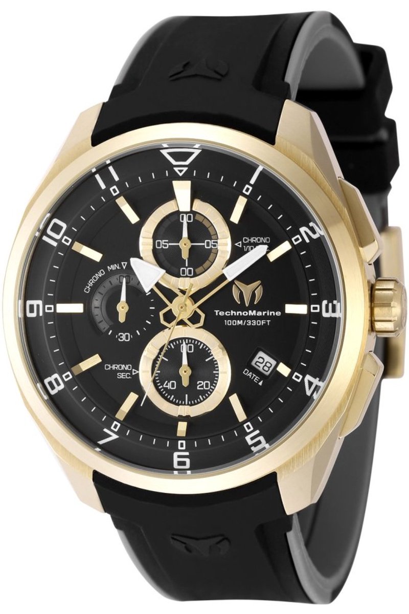 TechnoMarine OCEAN - QUANTUM TM-318124 Heren Horloge - Waterdicht - Analoog - Quartz Uurwerk - Roestvrij Staal met zwarte Wijzerplaat - 44mm