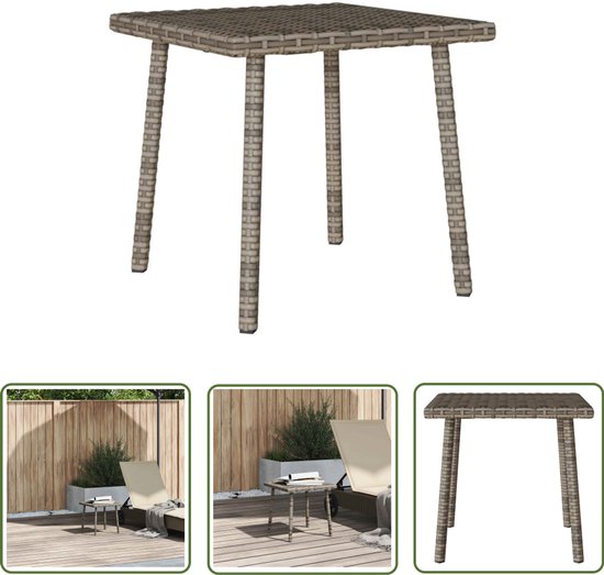vidaXL Ratan Tafel - Tuin Salontafel - Tuin salontafel rechthoekig 40x40x37 cm poly rattan grijs - Outdoor Tafel - Patio Tafel - Bistro Tafel
