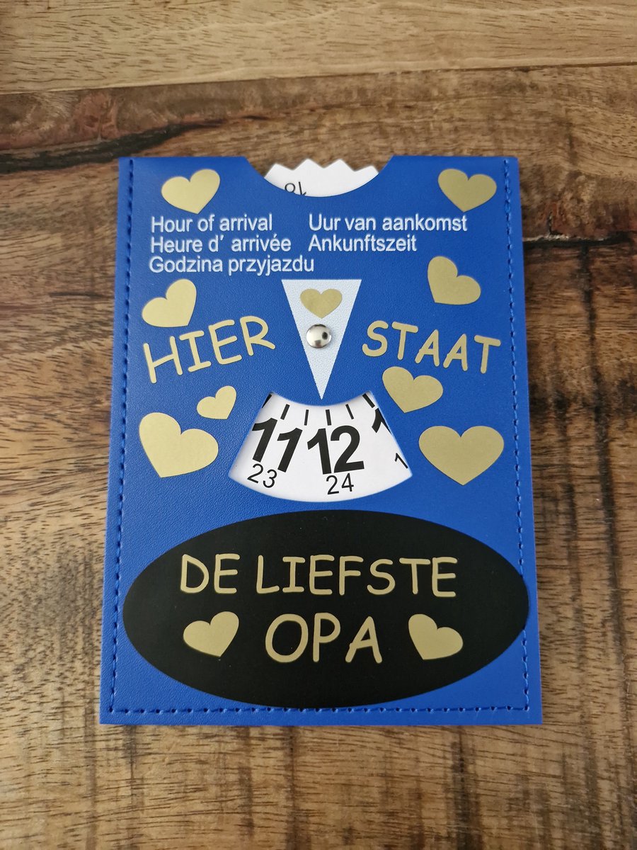 Parkeerschrijf met tekst- Hier staat - De liefste Opa - blauwe zone- parkeerkaart- blauweschijf