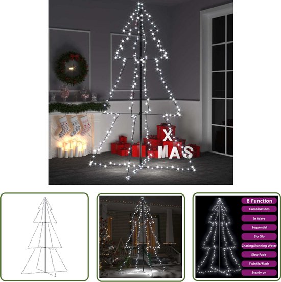 vidaXL Kerstkegelboom - LED Verlichting - 240 LEDs - 8 Lichteffecten