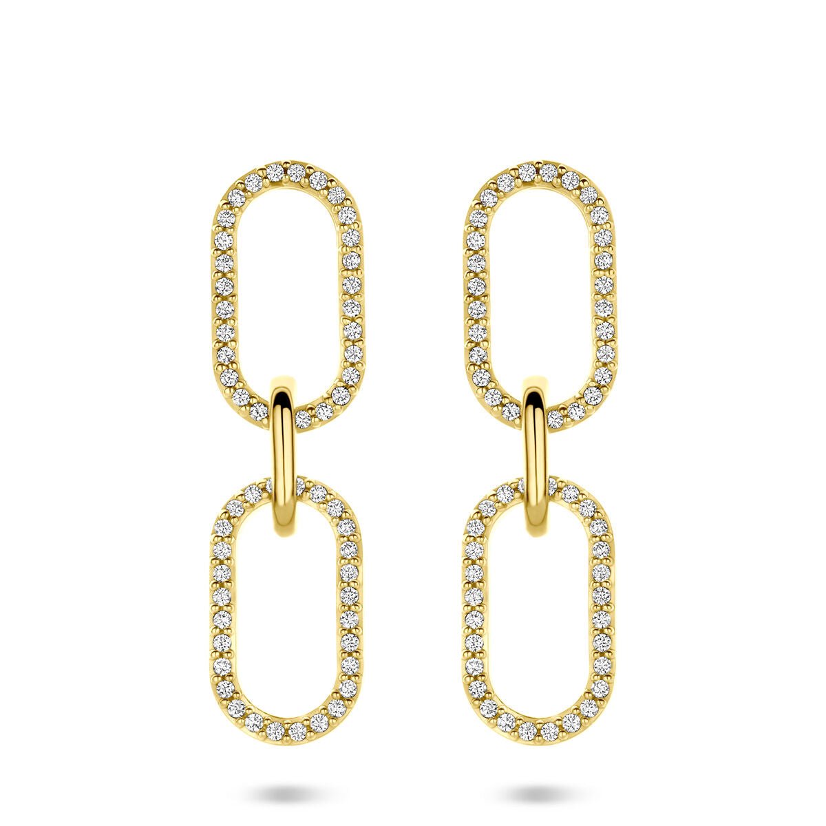 Zilveren vergulde (geel) oorhangers zirkonia 33 mm 1 micron - 2104030