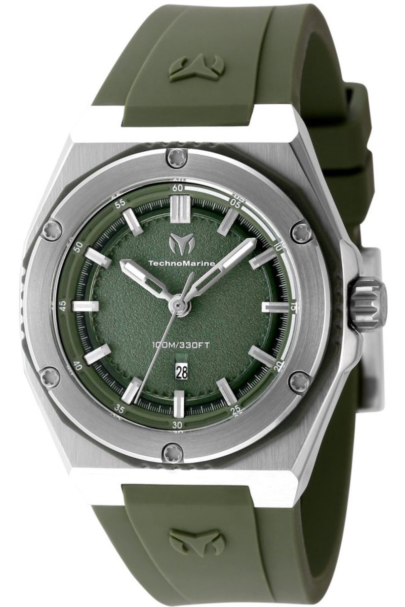 TechnoMarine CORAL - Legacy TM-416054 Dames Horloge - Waterdicht - Analoog - Quartz Uurwerk - Roestvrij Staal met groene Wijzerplaat - 36mm