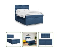 vidaXL Dynamo Meter - Sleutel - Boxspring met matras stof blauw 140x190 cm - Gereedschap - Klikmechanisme - Drapers Tools