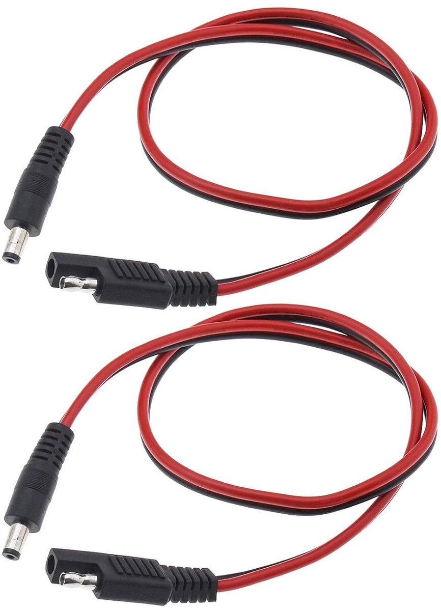 Allecto Premium - 2 stuks DC naar SAE Connectors Kabel met stofkap - Quick Disconnect/Sluit - 16AWG Rood Zwart - Automotive Accessoires