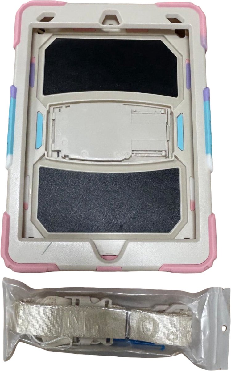 iPad 10.2 met stand en rotatie + halsband rainbow regenboog 2019/2020/2021