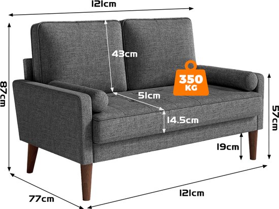 Scandinavische 2-zitsbank, loveseat fluwelen mini-bank met gerolde armleuning, woonkamerfauteuil Scandinavische 2-zitsbank, loveseat fluwelen mini-bank met gerolde armleuning, woonkamerfauteuil