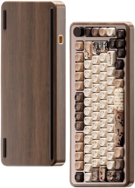 Toetsenbord - Game Toetsenbord - Draadloos Toetsenbord - Bluetooth - Walnoothout - Hot-Swap Switches - RGB Verlichting - 32.6x12x4cm