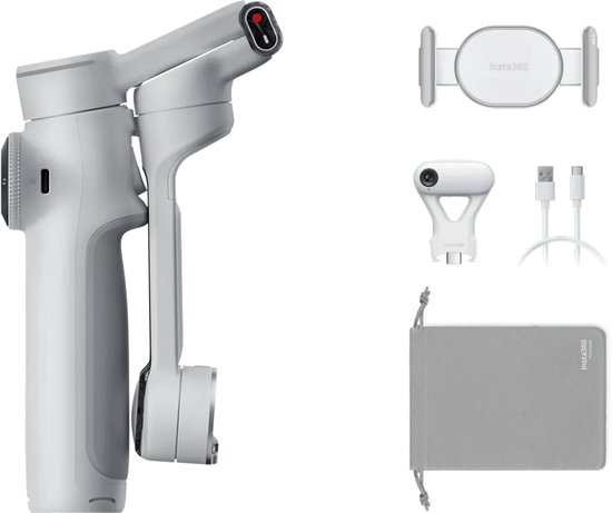 Pack Insta360 Flow 2 Pro AI Tracker - Gris pierre - Suivi IA - Perche à selfie