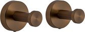 VDN Stainless Handdoekhaakjes koper - Vaatdoekhouder - Haakjes handdoek - Wandhaak - Ophanghaakjes - RVS - 2 Stuks