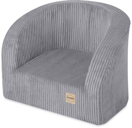 Plush Nest Kinderfauteuil Grijs Corduroy - Zachte Stoel Peuter - Vanaf 12 Maanden - Lichtgewicht - 40x53 cm van Plush Nest — afbeelding 2