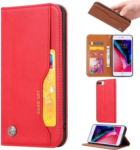 PU Leren Wallet case - iPhone 6(s)/7/8 Plus - Card Set - Rood