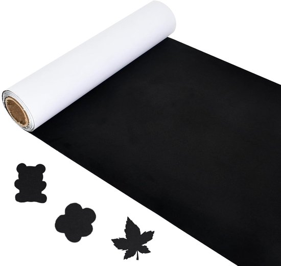 Fuhrwerkdesign® Microvezelstof, plakfolie, suède-look, zelfklevend, autostof, stretch, rekbaar, fluweel, velours, kunstleer, imitatie suède (zwart, 25 cm x 150 cm