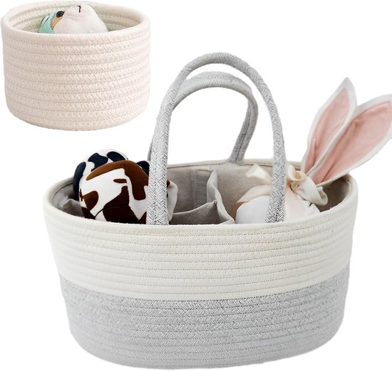 Baby Luiermand Voor Op De Commode - Opbergmand Met 3 Vakken Handgrepen Regenboog Design Organizer Voor Luiers Doekjes En Accessoires Luiertas Commodemandje Baby Organizer