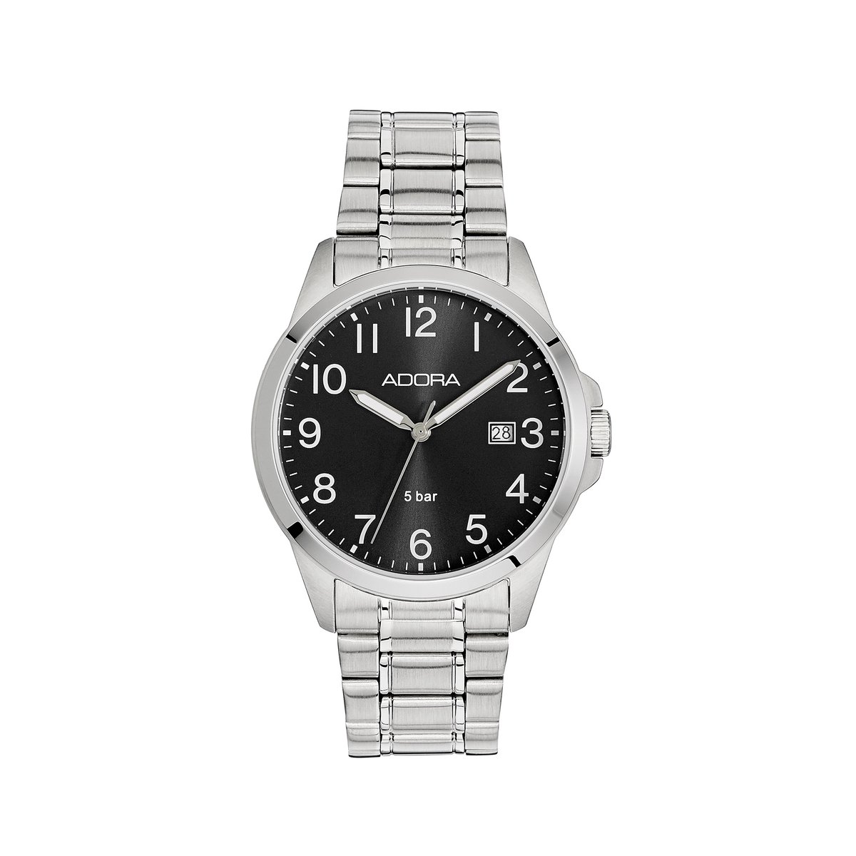 Adora Herenhorloge AB6652 - Stijlvol Klassiek - Roestvrij Staal - 39 mm - Datumfunctie - Waterdicht 5 ATM - Zwarte Wijzerplaat