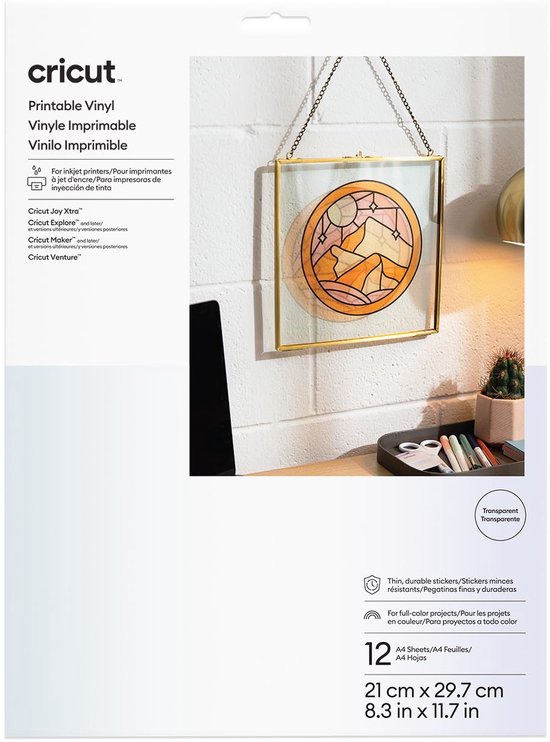 Cricut Printbaar Vinyl - A4 - Transparant (12 vellen)