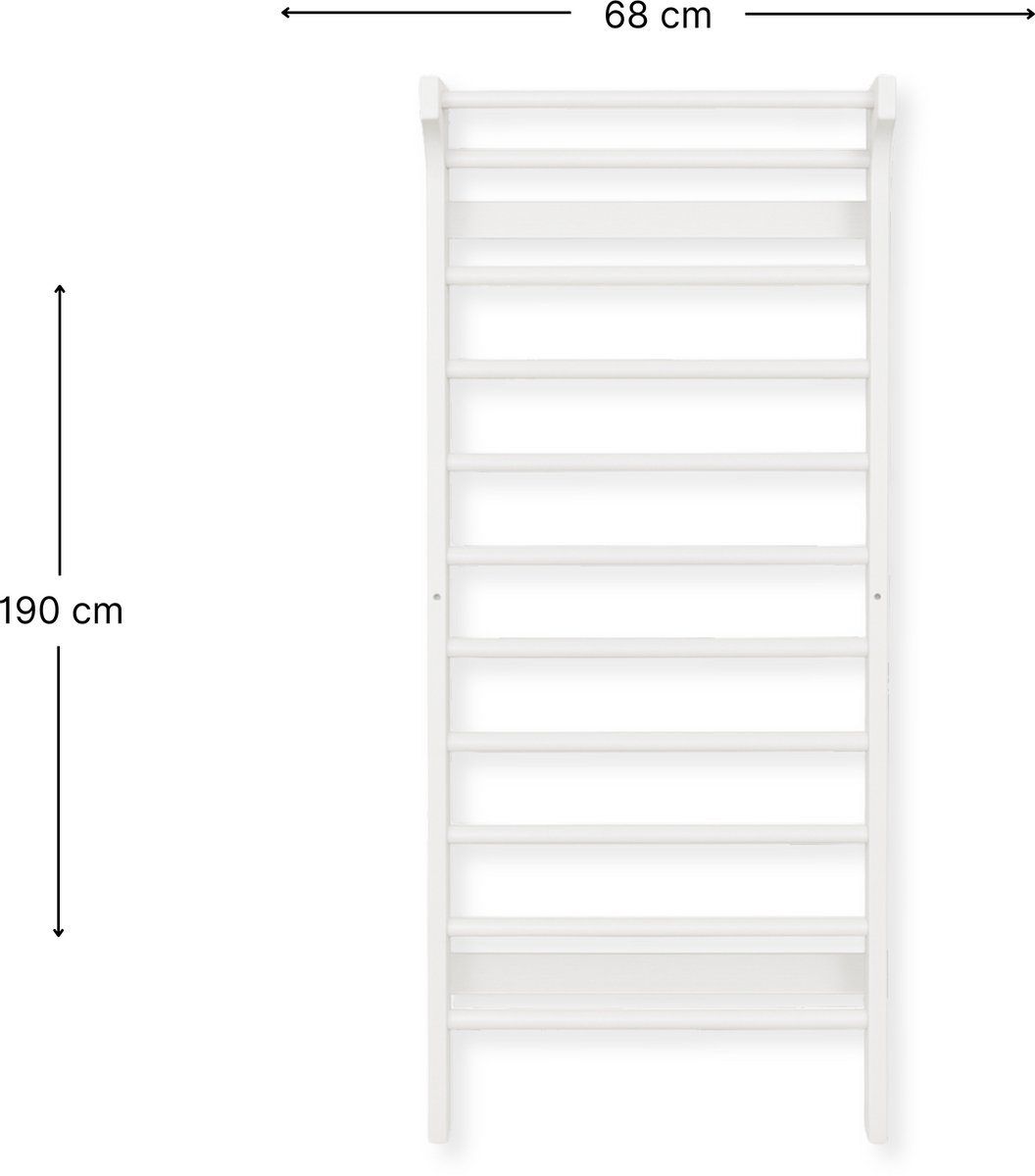 Buxibo Klimwand van Hout – Wandklimrek voor Binnen – Gym Speeltoestel voor Kinderen – 190x68x8 cm – Wit — afbeelding 6