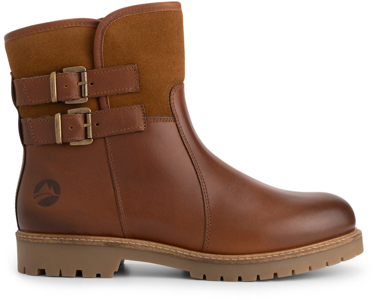 Travelin’ Elva Dames Enkellaarzen Wolgevoerd Cognac Bruin