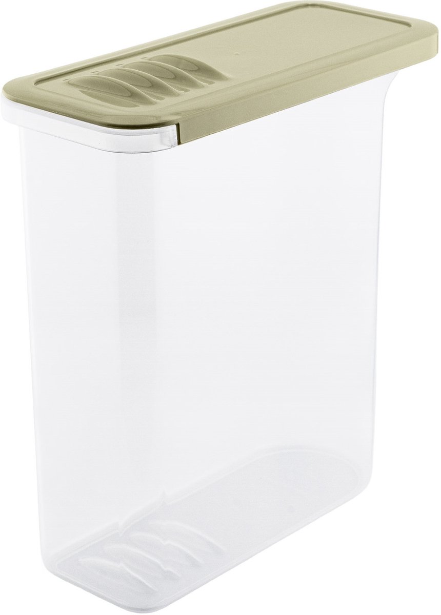 BranQ Shark - Voedselcontainer met deksel - Voorraadbus 2,5l - transparant en olijfgroen - 90 x 210 x 235 mm