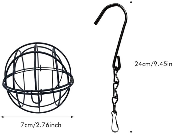 Support pour boules de graisse - Mangeoire à oiseaux en 2 parties - Mangeoire à oiseaux - Mangeoire à oiseaux avec couvercle à charnière - Mangeoire à boules de graisse (noir)