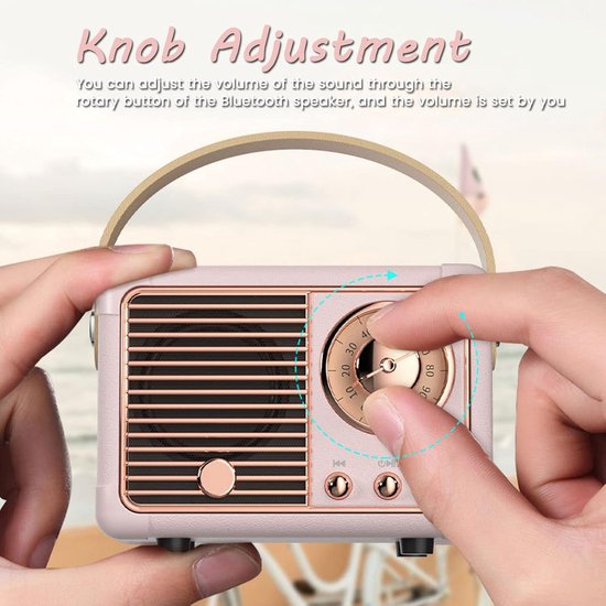 Retro bluetooth luidspreker - vintage luidspreker met klassieke antieke stijl - luid volume - draadloze Bluetooth 5.0-verbinding - bluetooth luidsprekers boxen - blauw van Merkloos — afbeelding 3