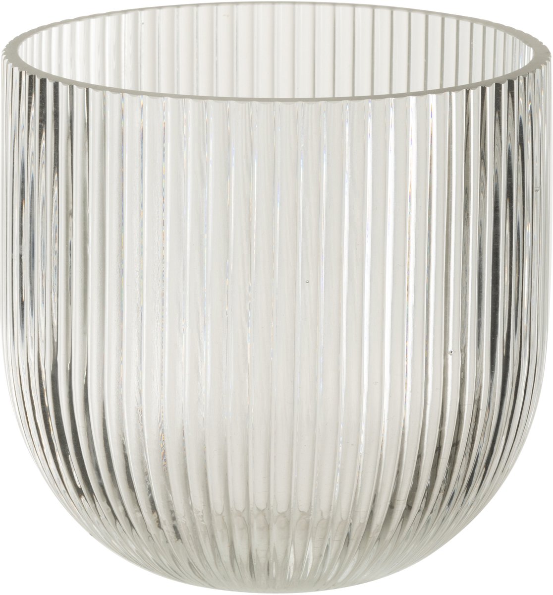 J-Line vaas Gestreept - glas - transparant - small - Ø 15.3 cm