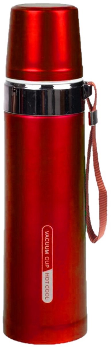 Thermosfles Traveler - RVS - isoleerfles - rood - 750 ml - Thermoflessen - met draaglus