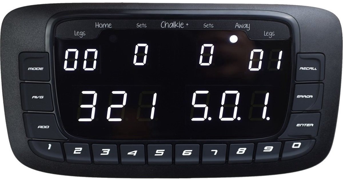 KeyGlory Dartsmate Chalkie Plus Black Edition - Elektronisch Scorebord - Trainingsfunctie - 40 Scores Terugkijken - Compact Design