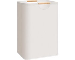 Wasmand - Waterdichte wasmand - Grote opvouwbare wasmand - Met versterkte houten handgrepen - Wasmand - Opbergmand voor vuile was - Geschikt voor wasgoed, badkamer - 40*30*60cm - Beige