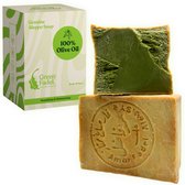 GREEN FADEL Aleppo Zeep Original 1 x 200g (Genuine) Aleppo Zeep 100% Olijfolie, Olijfoliezeep, Kernzeep, Aleppo Soap, Natuurlijke Zeep, Handgemaakt, Vegan, voor Gezicht & Lichaam