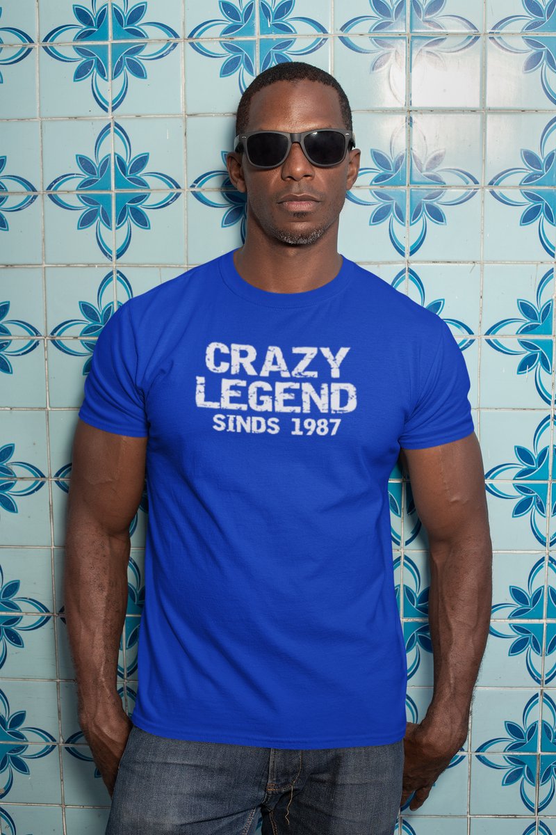 1987 Jaar Blauw T-shirt Heren - Maat 4XL - Legend - Verjaardag Cadeau Mannen - Limited Edition