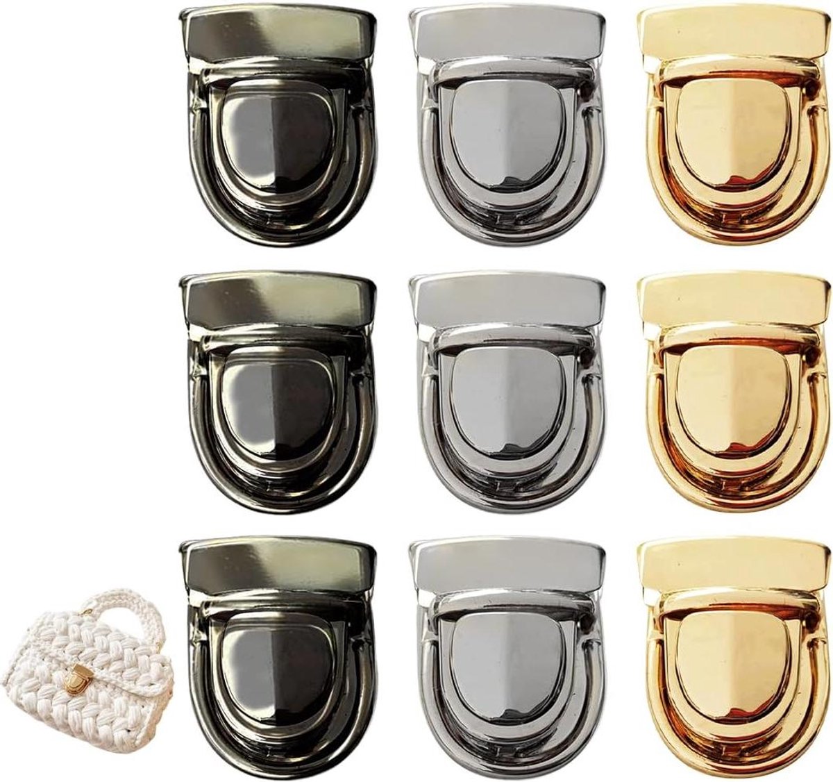 ByShane - Vergrendelingstasclips voor Handtassen - Set van 9 stuks - Twist Lock voor Leren Tas Portemonnee Doe-het-zelf